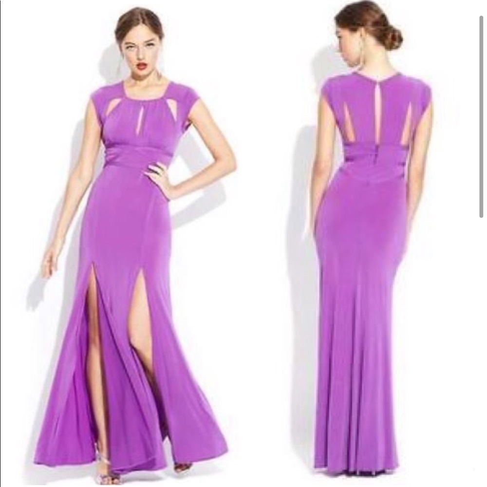 BCBG Purple long dress with cut outs